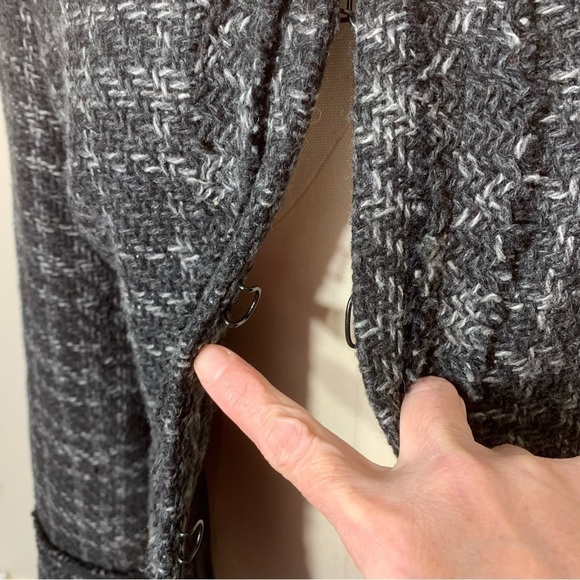 VINTAGE della spiga italy gray tweed blazer wool blend herringbone plaid coat M - Picture 7 of 16
